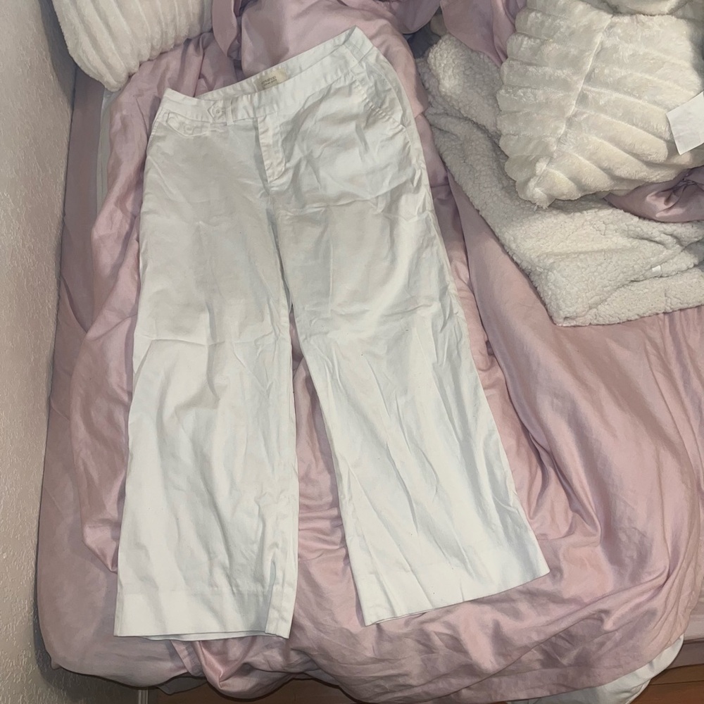 Low rise white trousers baggy wide leg